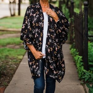 Tahari Kimono Cover Up Duster / Open Cardigan